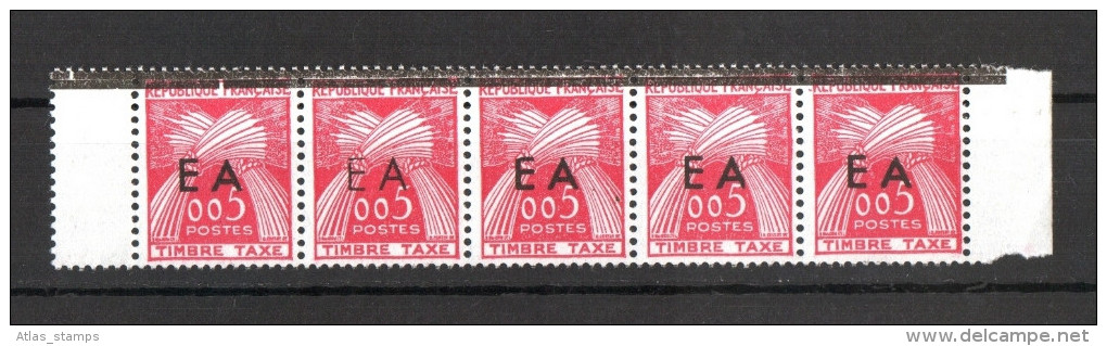 Algérie 1962 - Timbres Taxe, Bande De 05 Surcharge Typo EA ( Diff ) ,Yvert# Taxe 54 - Neufs Sans Charnières ** RARE ! - Algeria (1962-...)