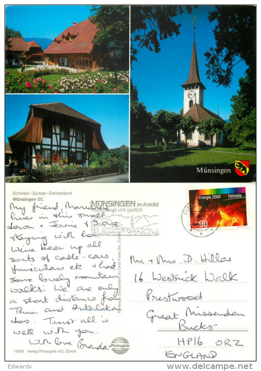 Munsingen, BE Bern, Switzerland Postcard Posted 1998 Stamp - Bern