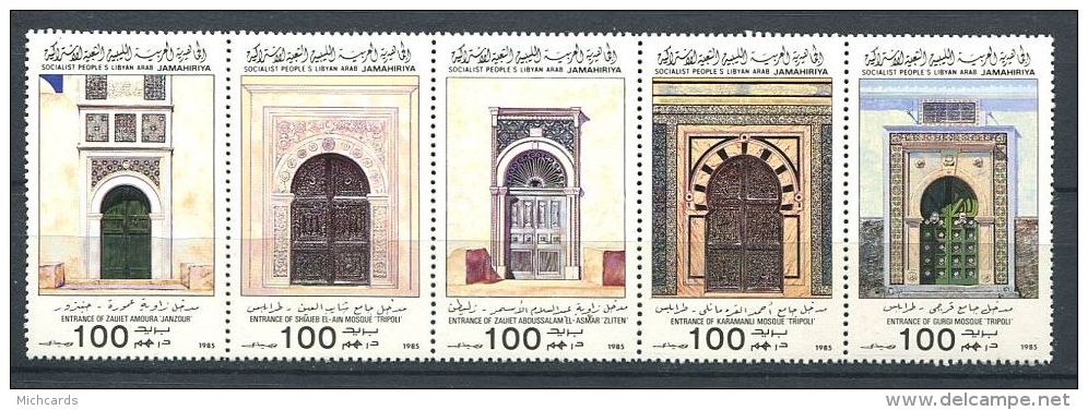 154 LIBYE 1985 - Architecture Porte De Mosquee (Yvert 1593/97) Neuf ** (MNH) Sans Charniere - Libye