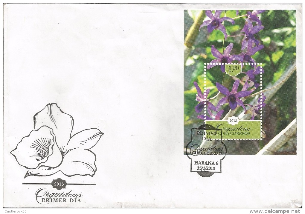 E)2013 CUBA, ORCHIDS, FLOWERS, FDC - Used Stamps