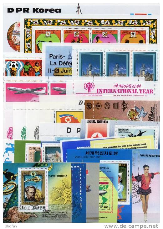Lot Topic 40 Blocs Korea O 99€ Olympic Flora Bird Fauna Loc Sport Stamp On Stamp Philatelic Expo Bloc Art Sheet Bf Corea - Corée Du Nord