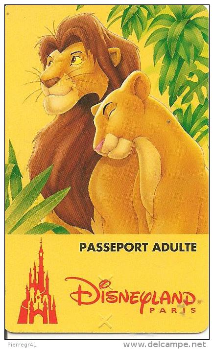 PASS--DISNEY-DISNEYLAND PARIS-1996-ROI LION ADULTE-Non Souligné-V° S049526-Vertical A Droite-TBE-RARE - Passeports Disney