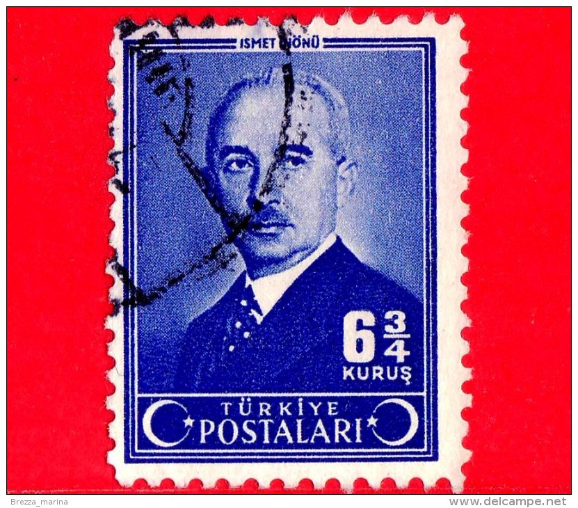 TURCHIA - Usato - 1942 - Ismet Inonu, Presidente - 6 ¾ - Gebruikt