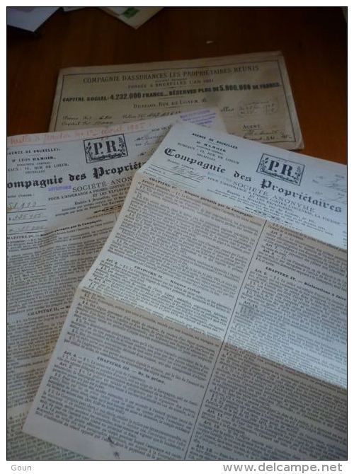 AA3-7 LC139 Documents Enveloppe Et Contrat 1905 - Assurances Les Propriétaires Réunis - Banque & Assurance