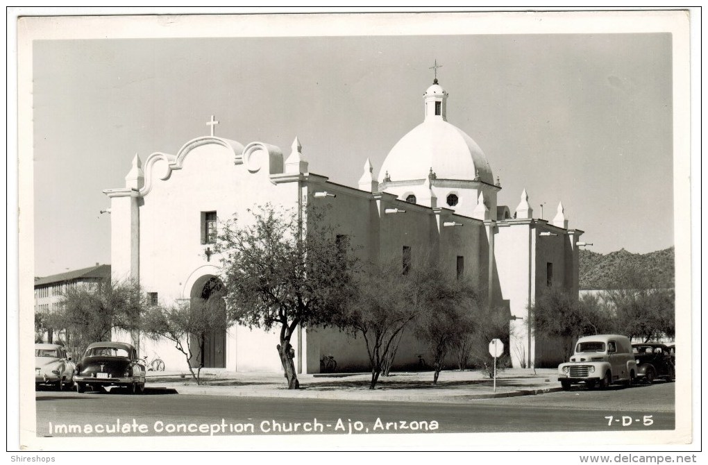 Immaculate Conception Church - Ajo, Arizona Real Photo 1956 - Churches & Cathedrals