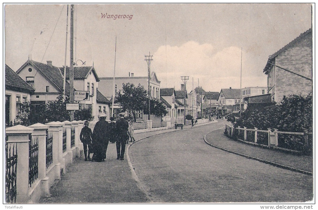 WANGEROOG Dorfstrasse Belebt Schuhmacher W Schult Strandschuhe Restauration 10.7.1911 Gelaufen - Wangerooge