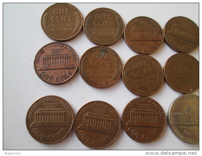 USA Lot Of 15 Coins 1 Cent And 5 Cent Various Year  # 2 - 1909-1958: Lincoln, Wheat Ears Reverse