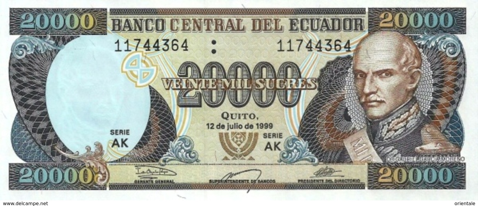 ECUADOR P. 129f 20000 S 1999 UNC - Ecuador