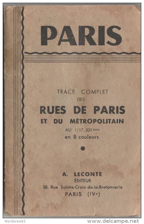 Tracé Complet Des Rues De Paris Et Du Métropolitain 1/17.500 ème 8 Couleurs Metro Plan éclair - Europe