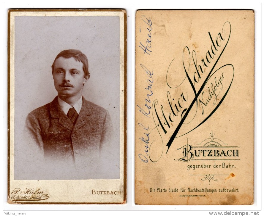 Butzbach - CDV Atelier Paul Halm  Abgebildet Onkel Konrad Haub - Alte (vor 1900)