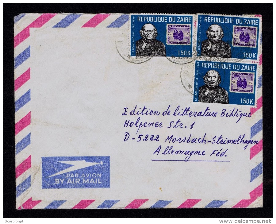 Chimpanzés Animals Faune Rowland Hill Courrier Mail Inventeur ZAIRE 3x Cover Stamp´s On Stamp´s  Sp3695 - Chimpanzees