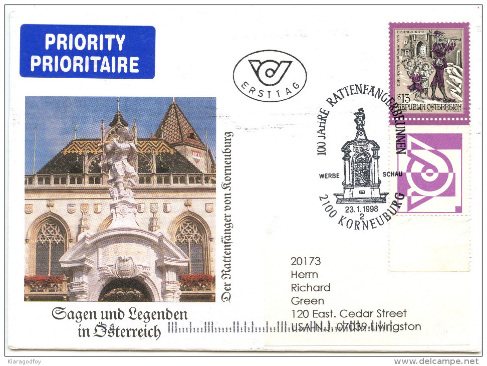 Austria FDC 1998 Der Rattenfanger Von Korneuburg Bb151214 - FDC