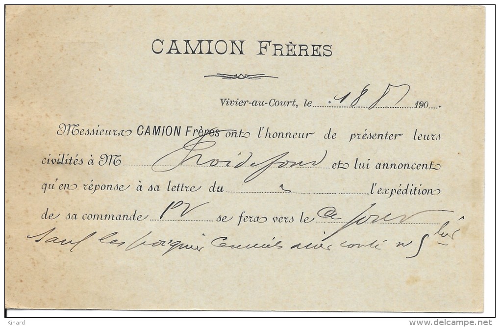 REPIQUAGE  CAMION FRERES ...SUR ENTIER POSTAL MOUCHON 1902....TBE..  SCAN - Overprinter Postcards (before 1995)