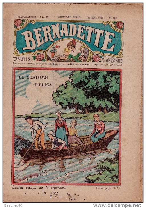 BERNADETTE   N°439    MAI 1938    LE COSTUME D'ELISA - Niños & Adolescentes