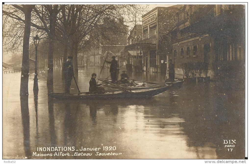 Carte Photo - Maisons Alfort - Inondations De Janvier 1920 - Bateau Sauveteur - Rare - Maisons Alfort