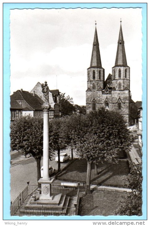 Duderstadt - S/w Cyriakuskirche Und Mariensäule - Duderstadt