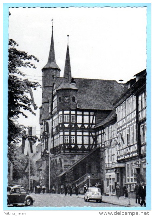 Duderstadt - S/w Rathaus Mit Mariensäule - Duderstadt