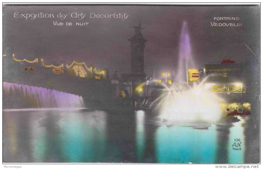 PARIS - Exposition Des Arts Décoratifs - Fontaine Vedovelli - Vue De Nuit - Tentoonstellingen