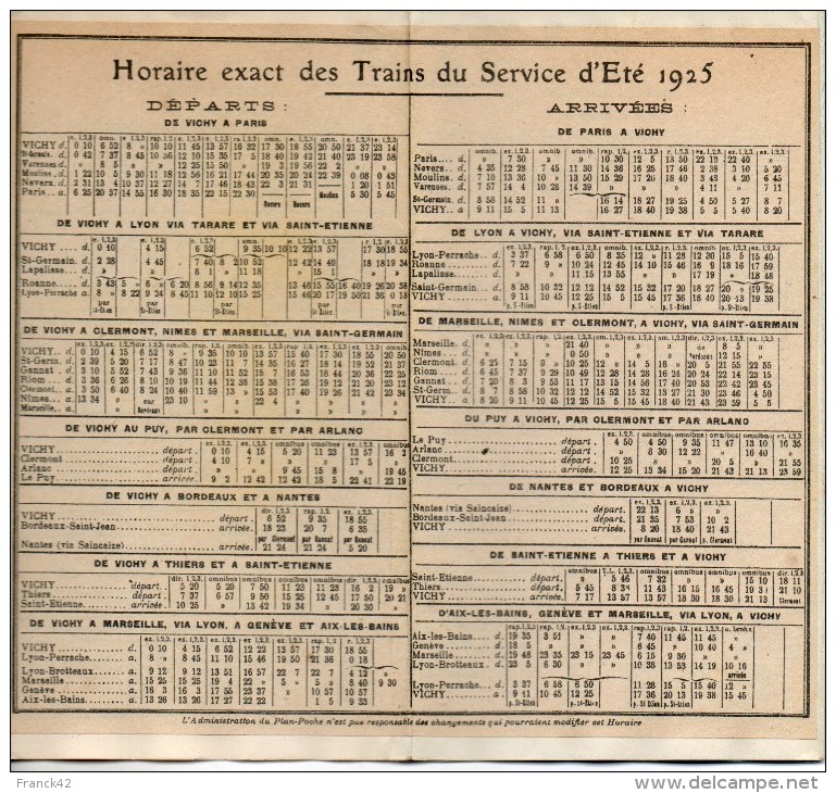 Plan De Poche. Vichy. 1925 - Europe