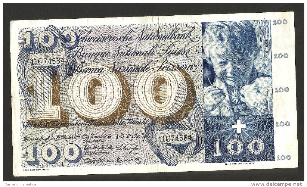 [CC] SVIZZERA / SUISSE / SWITZERLAND - NATIONAL BANK - 100 FRANCS / FRANKEN (1956) SAINT MARTIN - Svizzera