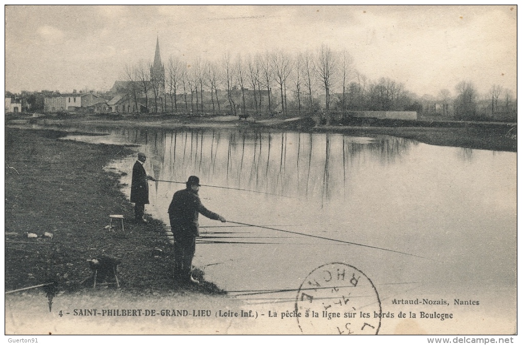 ( CPA 44 )  ST-PHILIBERT-DE-GRAND-LIEU  /  La Pêche à La Ligne Sur Les Bords De La Boulogne  - - Saint-Philbert-de-Grand-Lieu