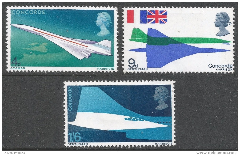 Great Britain. 1969 First Flight Of Concorde. MH Complete Set. SG 784-786 - Unused Stamps