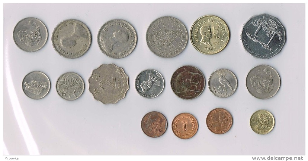 25 Rupiah,Hong-Kong,Singapore,Malaysia,Indonesia...  X 17 !!!!ensemble De Pièces De Monnaie-set Of Coins - Autres – Asie