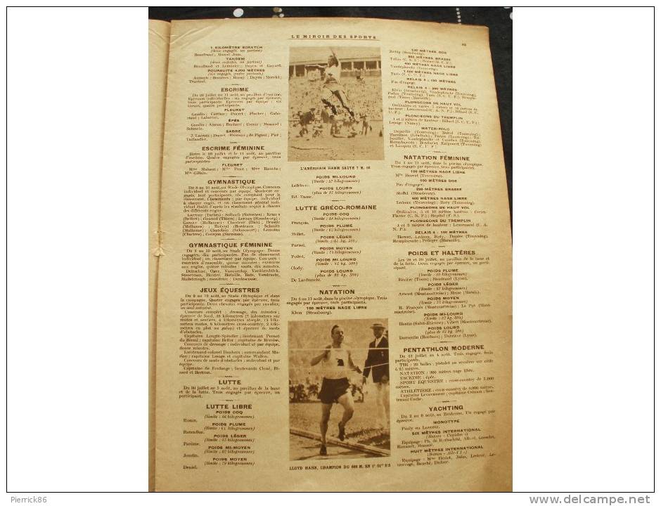 1928 JEUX OLYMPIQUE LISTE COMPLETE DES SPORTIFS FRANCAIS - COUPE DAVIS - NICOLAS FRANTZ TOUR DE FRANCE - Andere & Zonder Classificatie