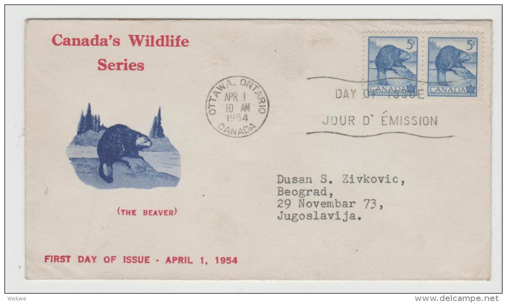 CFD026 / KANADA -  FDC Wildlife  1. April 1954, Biber - 1952-1960