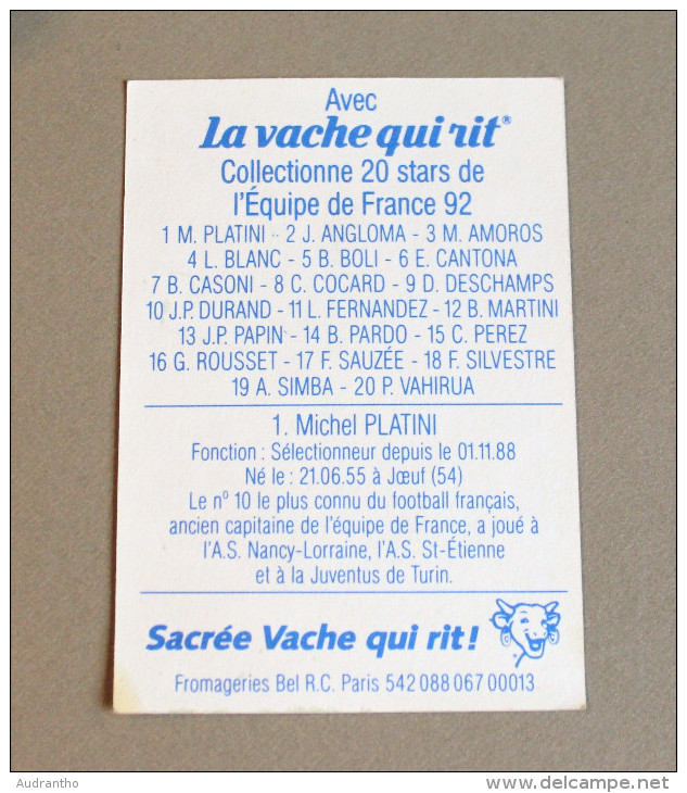 Football 1992 EURO Image Vache Qui Rit  Michel PLATINI équipe De France N°1 - Autres & Non Classés