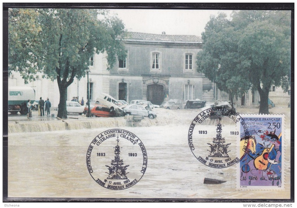 = Centenaire Construction Cuirassé Chanzy Bordeaux 33998 Bordeaux Armées 16-17.4.93 N°2784 CP Inondations Nîmes 3.10.88 - Otros (Mar)