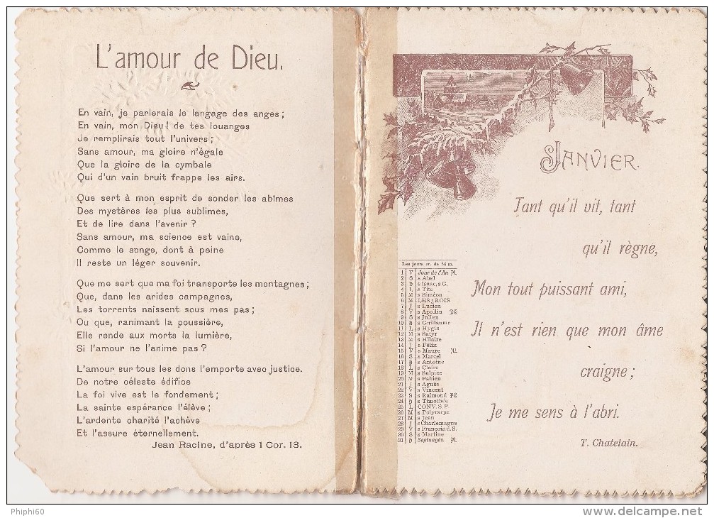 CALENDRIERS -  14x10  Dentelé -  BONNE ANNEE 1915 -  L'Amour De DIEU - Kleinformat : 1901-20