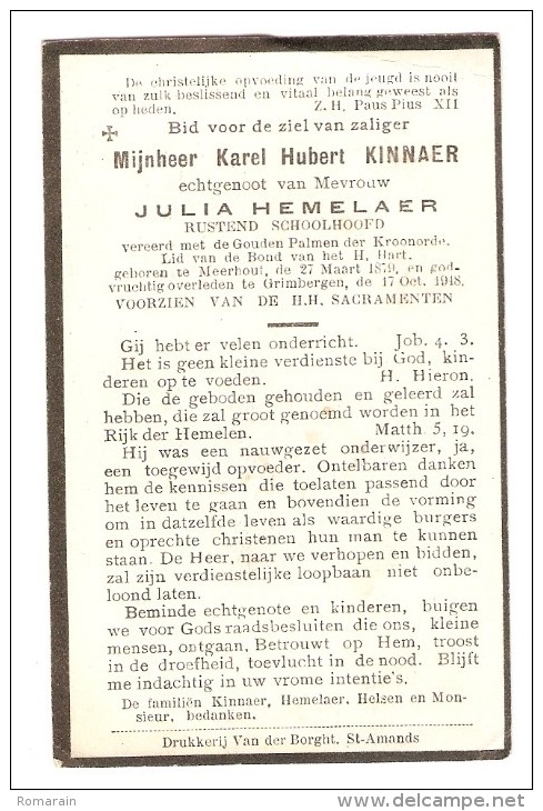 Meerhout Grimbergen Schoolhoofd Kinnaer Hemelaer 1948 - Non Classés