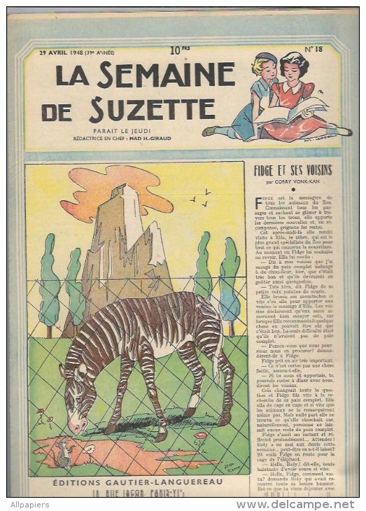 La Semaine De Suzette N°18  Les Aventures D'Arlette Au Fil Du Niger -  Les Petits Ennuis De Bécassine De 1948 - La Semaine De Suzette