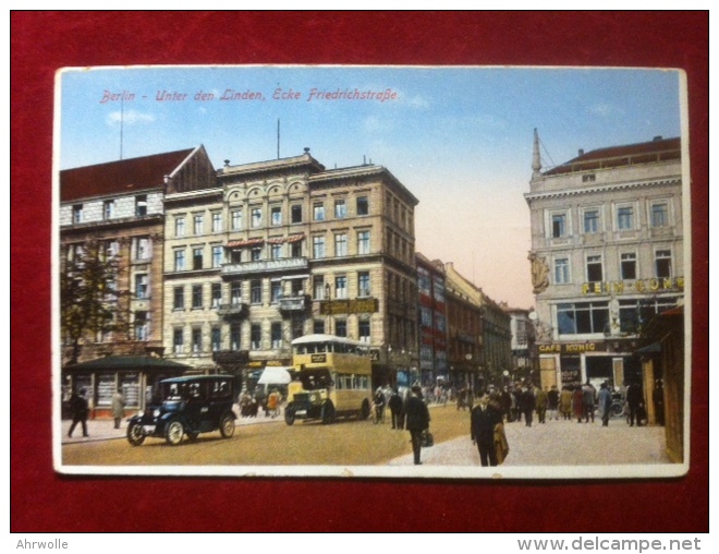 AK Berlin Unter Den Linden Ecke Friedrichstraße Auto Bus 1930 - Berlijnse Muur