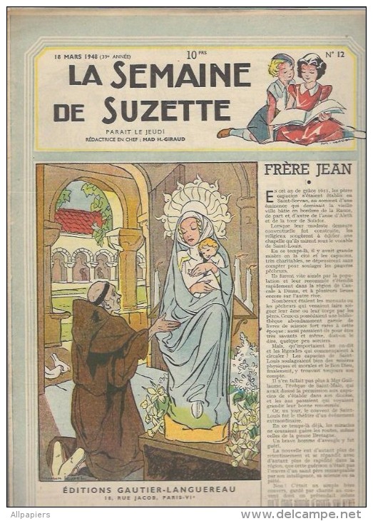 La Semaine De Suzette N°12 Frère Jean - La Semaine Sainte Rites D'autrefois - Des Coiffures Pour La Première Communion - La Semaine De Suzette