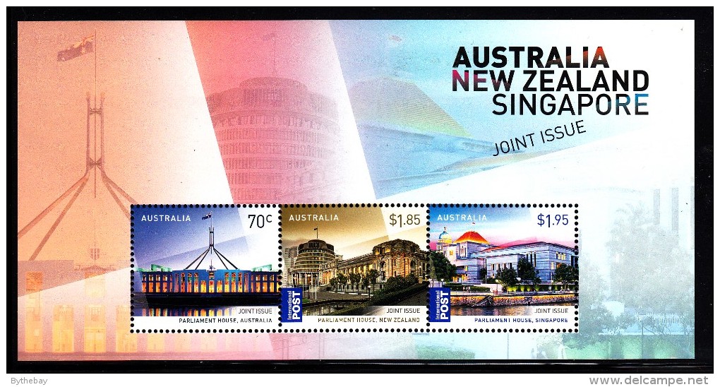 Australia MNH 2015 Souvenir Sheet Of 3 Parliament Houses Australia, New Zealand, Singapore - Emissions Communes