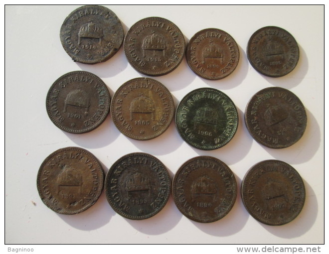 HUNGARY Lot Of 12 Coins 1 & 2 Filler 1895 1896 1914 1915 1894 # L 1 - Ungheria