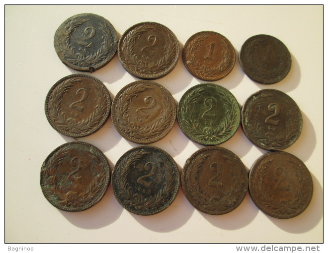 HUNGARY Lot Of 12 Coins 1 & 2 Filler 1895 1896 1914 1915 1894 # L 1 - Hungary