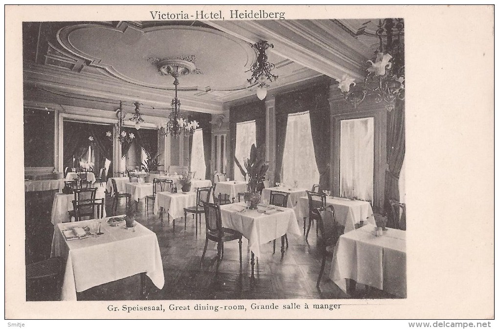 HEIDELBERG CA. 1912 - VICTORIA HOTEL - GR. SPEISESAAL - GREAT DINING ROOM - GRANDE SALLE A MANGER - 2 SCANS - Heidelberg