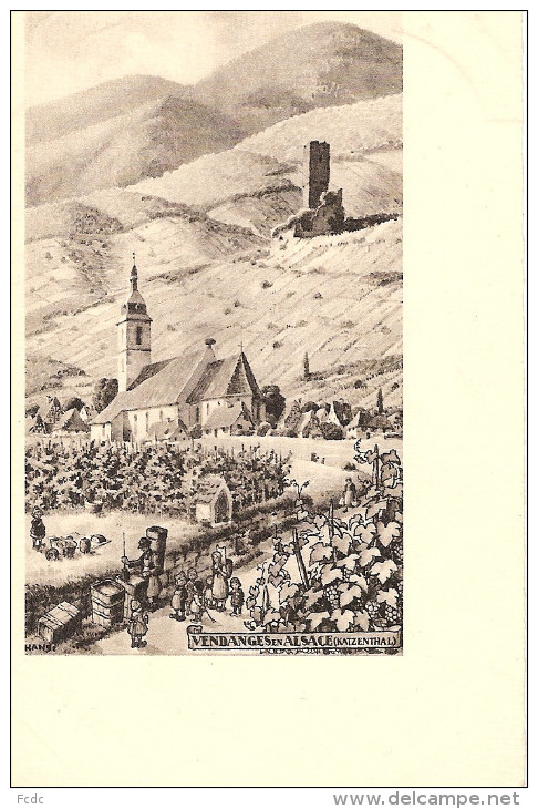 68,KATZENTHAL,vendanges En ALSACE,PUB POTASSE D'ALSACE Dessinée Par HANSI - Autres & Non Classés