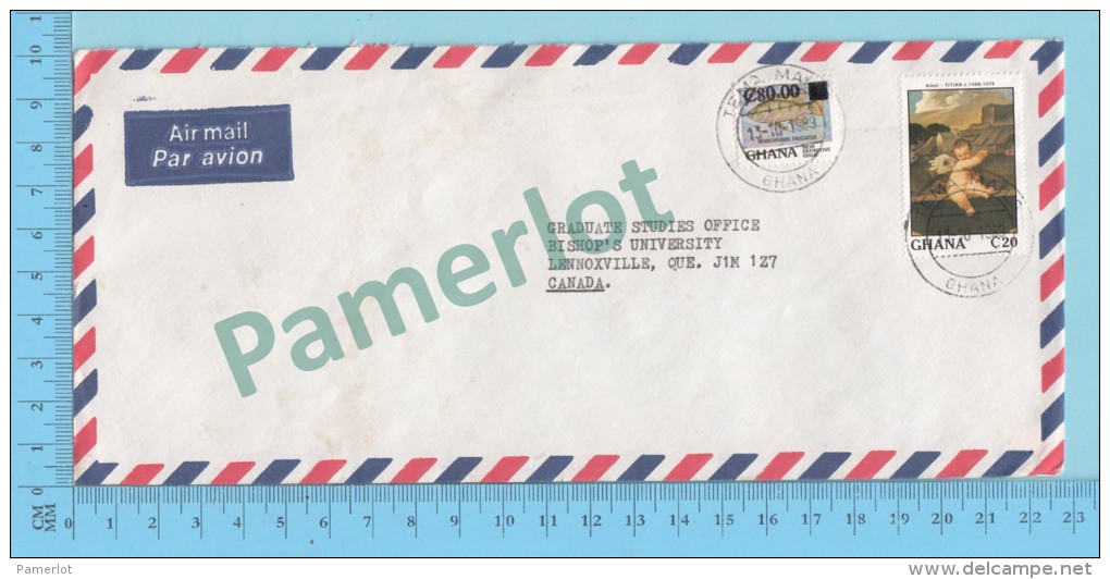 Ghana ( Aerogramme, Aerogram ,  Overprint C80.00  To Lennoxville Canada )2 Scans - Ghana (1957-...)