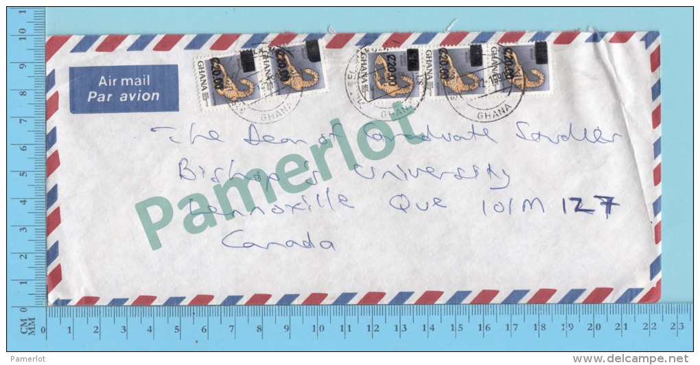 Ghana ( Aerogramme, Aerogram , Strip Of 2 And Strip Of 3  Overprint C20.00  To Lennoxville Canada )2 Scans - Ghana (1957-...)