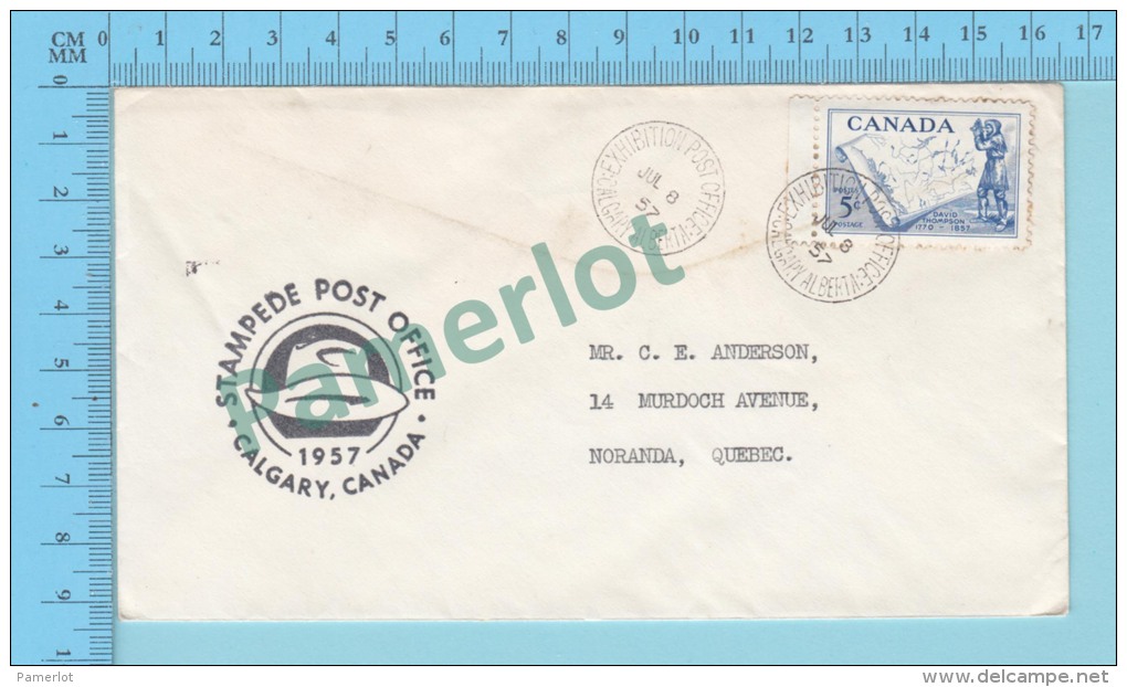 ( Cover Exibition Post Office Calgary Alberta Jul- 8- 1957 , Post Mark Stampede Post Office Send To  Quebec )2 Scans - Lettres & Documents