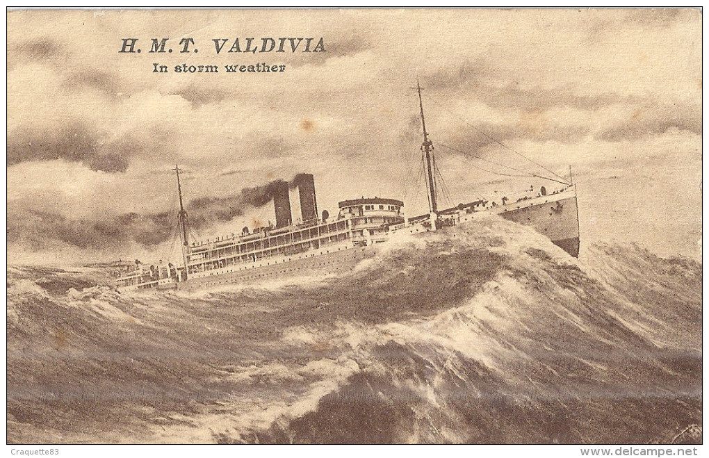H.M.T. VALDIVIA  IN STORM WEATHER  1930 - Paquebote