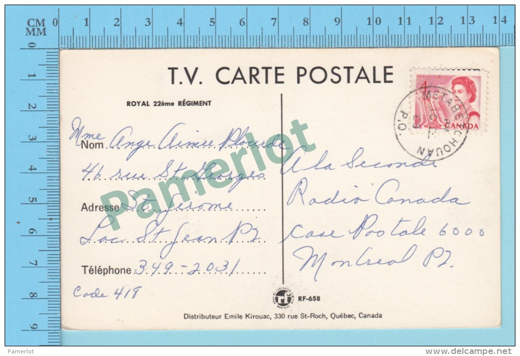 Quebec, La Citadelle ( T.V. Post Card, Fanfare  Du Royal 22 Eme  Régiment Cover Metabetchouan 1969 P.Q.) 2 Scans - Québec - La Citadelle