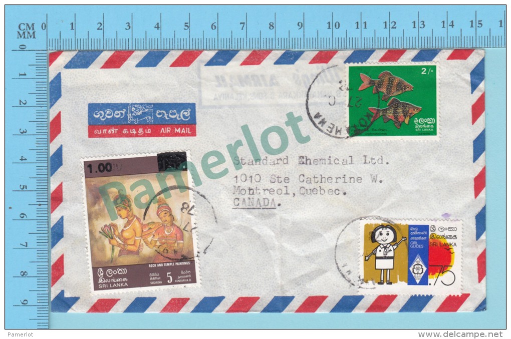 Sri Lanka  ( Marcophilie  Ceylon Tea &amp; Spice Postmark, Aerogramme  Aerogram To Montreal Canada Guide  )  2 Scans - Sri Lanka (Ceilán) (1948-...)