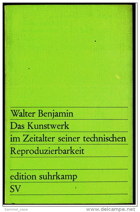 Walter Benjamin Buch : Das Kunstwerk Im Zeitalter Seiner Technischen Reproduzierbarkeit - Autores Alemanes