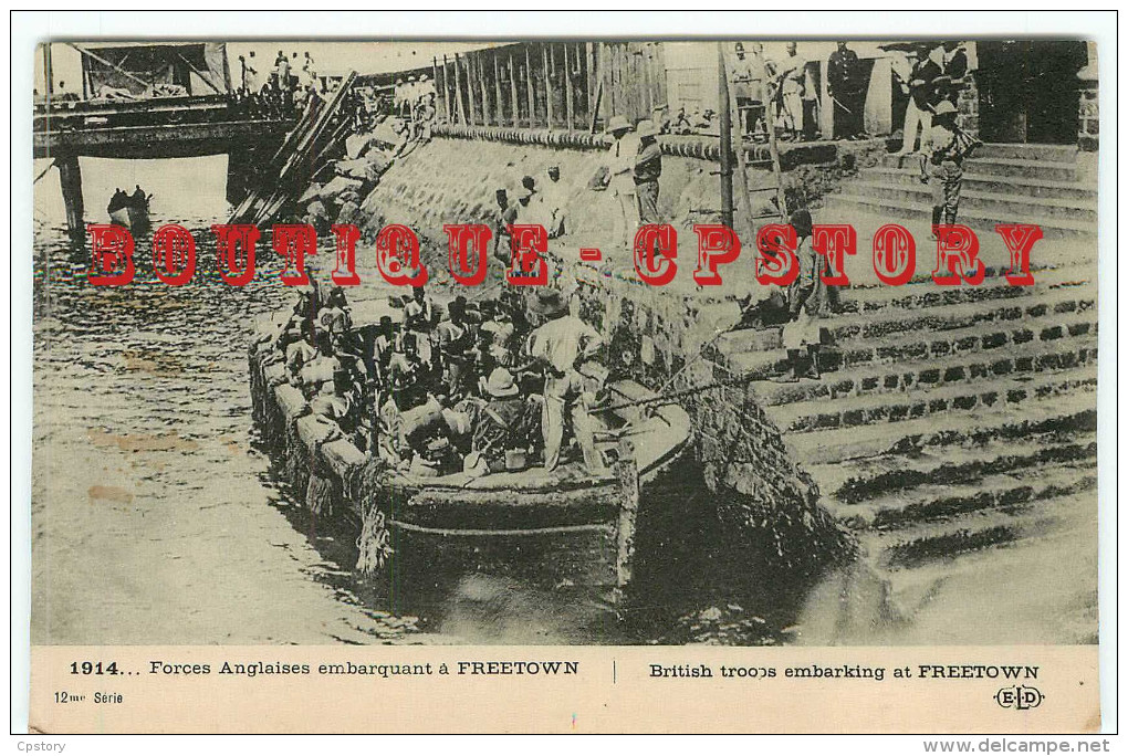 SIERRA LEONE - GUERRE 14 - FORCES ANGLAISES EMBARQUANT à FREETOWN - BRITISH TROOPS EMBARKING At HARBOUR - DOS SCANNE - Sierra Leone