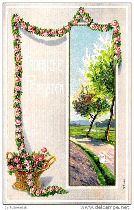 [DC2364] CARTOLINA - FROHLICHE PFINGSTEN - IN RILEVO - STUPENDA - Non Viaggiata - Old Postcard - Da Identificare